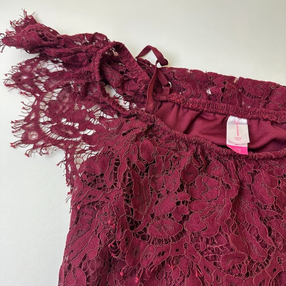 No Boundaries Top Womens Small Lace Off Shoulder Scalloped Lined Boho Cute - Picture 4 of 9